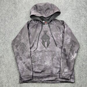 Kryptek Hoodie Mens Small Gray Camo Spartan Helmet Logo Pullover‎ Fleece